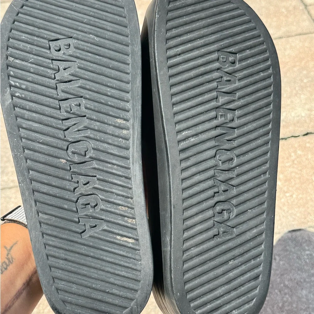 Balenciaga Black Platform Slide Sandals